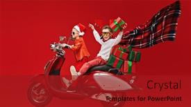  Presentation with christmas kids - Audience pleasing theme consisting of merry-christmas-and-happy-new backdrop and a crimson colored foreground