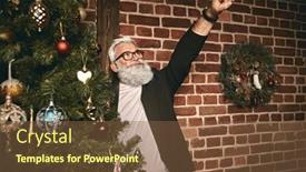  Presentation with super man - Presentation theme featuring merry-christmas-and-happy-new background and a tawny brown colored foreground