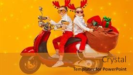  Presentation with red stars - PPT theme consisting of merry-christmas-and-happy-new background and a gold colored foreground