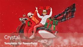  Presentation with christmas kids - Presentation design featuring merry-christmas-and-happy-new background and a coral colored foreground