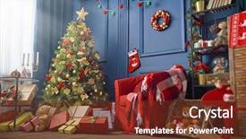  Presentation with merry christmas and new year - PPT layouts featuring merry christmas and happy new background and a tawny brown colored foreground