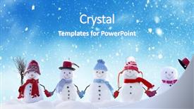  Presentation with snowmen - PPT layouts with merry christmas and happy new background and a teal colored foreground