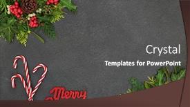  Presentation with candy canes - Beautiful PPT theme featuring merry-christmas-background-border backdrop and a dark gray colored foreground