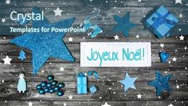  Presentation with christmas cars - PPT theme having merry christmas card or voucher background and a ocean colored foreground