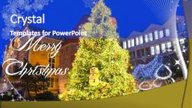  Presentation with christmas cars - Beautiful presentation theme featuring merry christmas card with illuminated backdrop and a cobalt blue colored foreground