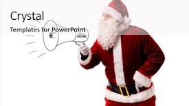  Presentation with santa - Slides enhanced with merry christmas cartoon - santa claus with megaphone isolated background and a white colored foreground