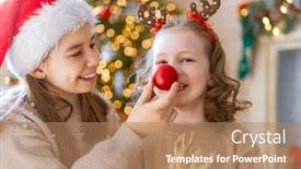  Presentation with christmas kids - Colorful presentation design enhanced with merry-christmas-cheerful-cute-childrens backdrop and a coral colored foreground