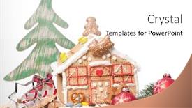  Presentation with cookies christmas - PPT layouts consisting of merry christmas - christmas decoration oneself made christmas cookies house background and a white colored foreground