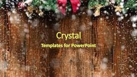  Presentation with aged wood - Theme featuring merry christmas frame with snow and real wood green pine colorful baubles knots with berries and other seasonal stuff over an old wooden aged background background and a tawny brown colored foreground