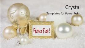  Presentation with silver christmas - Presentation theme consisting of merry christmas greeting card with german text and white golden and silver decoration background and a light gray colored foreground