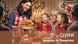  Presentation with christmas dinner - Presentation theme enhanced with merry christmas happy family are background and a red colored foreground