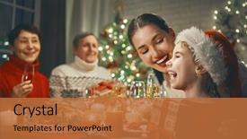  Presentation with merry christmas - Slides with merry christmas happy family are background and a red colored foreground