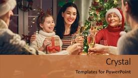  Presentation with christmas dinner - Audience pleasing presentation design consisting of merry christmas happy family are backdrop and a coral colored foreground