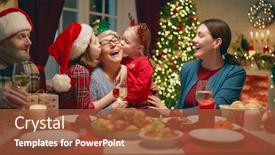  Presentation with family tree - Cool new slide set with merry christmas happy family are backdrop and a tawny brown colored foreground