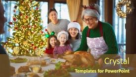  Presentation with family tree - Amazing slide deck having merry-christmas-happy-family backdrop and a tawny brown colored foreground