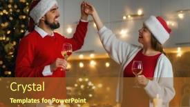  Presentation with merry christmas - Presentation theme with merry-christmas-happy-loving-couple background and a tawny brown colored foreground