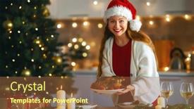  Presentation with merry christmas - Slide set featuring merry-christmas-happy-woman background and a  colored foreground