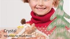  Presentation with christmas girl - Beautiful PPT layouts featuring merry christmas - little girl decorating oneself made christmas cookies house backdrop and a lemonade colored foreground