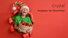  Presentation with elf - PPT theme featuring merry-christmas-little-girl background and a red colored foreground
