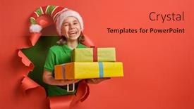  Presentation with christmas elf - Beautiful PPT layouts featuring merry-christmas-little-girl backdrop and a red colored foreground