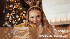  Presentation with golden lights - Colorful theme enhanced with merry-christmas-portrait backdrop and a red colored foreground