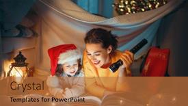  Presentation with merry christmas - Slide deck with merry-christmas-pretty-young-mother background and a red colored foreground