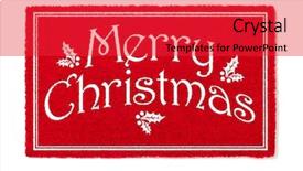  Presentation with golden christmas trumpet and red - PPT theme having merry christmas red welcome mat background and a red colored foreground