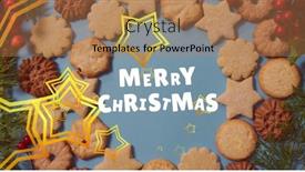  Presentation with banner blue - PPT layouts having merry-christmas-text-banner background and a coral colored foreground