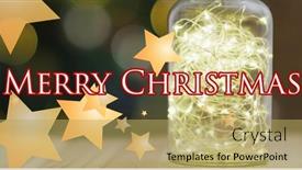  Presentation with fairy - Presentation theme featuring merry-christmas-text-banner background and a yellow colored foreground