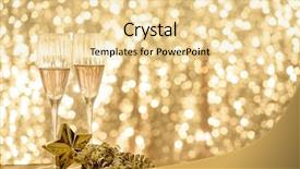  Presentation with champagne gold - Colorful presentation theme enhanced with merry christmas theme with champagne flutes against a gold glitter background backdrop and a blonde colored foreground