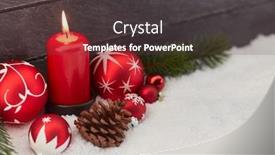  Presentation with candle christmas - Presentation theme consisting of merry christmas with red candle and baubles as decoration background and a tawny brown colored foreground