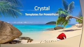 Presentation with tropical christmas - Presentation theme enhanced with merry christmas with santa hat background and a teal colored foreground