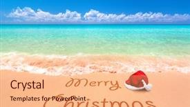  Presentation with tropical christmas - PPT theme enhanced with merry christmas with santa hat background and a  colored foreground