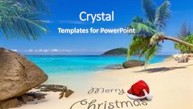  Presentation with tropical christmas - Presentation design consisting of merry christmas with santa hat background and a teal colored foreground
