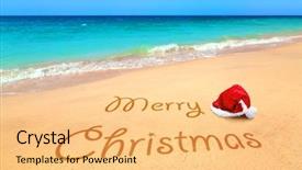  Presentation with tropical christmas - Beautiful PPT theme featuring merry christmas with santa hat backdrop and a yellow colored foreground