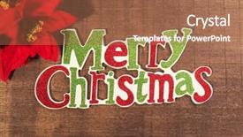  Presentation with merru christmas - PPT theme having merry christmas written on wooden background and a coral colored foreground