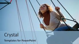  Presentation with roundabout - Colorful theme enhanced with merry go round - charming girl goes for drive backdrop and a light blue colored foreground