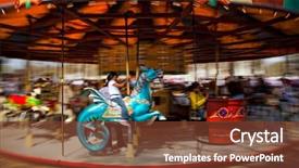  Presentation with dragon - PPT theme enhanced with merry go round - girl riding blue dragon carousel background and a  colored foreground