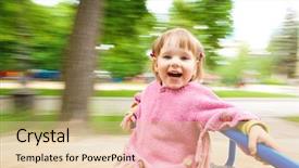  Presentation with roundabout - Cool new PPT layouts with merry go round - happy girl having fun backdrop and a lemonade colored foreground
