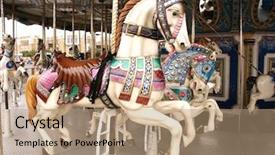  Presentation with horse teen - PPT layouts featuring merry go round - horse carousel background and a coral colored foreground