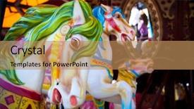  Presentation with horses - PPT layouts with merry go round - horses on a carousel background and a coral colored foreground