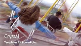  Presentation with shot - Slide set with merry go round - people riding fairground swings shot background and a violet colored foreground