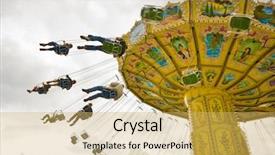  Presentation with spinning - Audience pleasing presentation theme consisting of merry go round - people riding the spinning swing backdrop and a yellow colored foreground