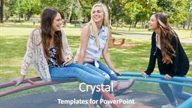  Presentation with roundabout - Cool new slide set with merry go round - young teen girls playing relaxing backdrop and a teal colored foreground