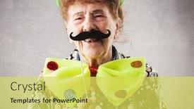  Presentation with happy birthday and colorful party - Colorful slide set enhanced with merry-old-woman-happy-fun backdrop and a yellow colored foreground