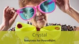  Presentation with fun - Audience pleasing theme consisting of merry-old-woman-happy-fun backdrop and a gold colored foreground