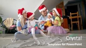  Presentation with christmas kids - Colorful slide set enhanced with merry-parents-spening-christmas-time backdrop and a gray colored foreground