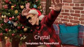  Presentation with christmas party - Beautiful slides featuring merry-party-for-christmas backdrop and a wine colored foreground