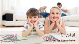  Presentation with siblings - Cool new presentation with merry siblings drawing lying on the floor in the living room backdrop and a lemonade colored foreground