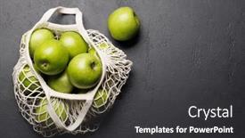  Presentation with green apples - Presentation enhanced with mesh-bag-with-fresh-green and a dark gray colored foreground